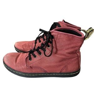 Dr. Martens women’s shoreditch canvas lace up sneakers in burgundy
